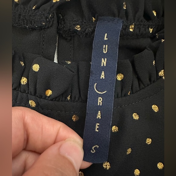 Black Blouse with Gold Polka Dots - Picture 4 of 10